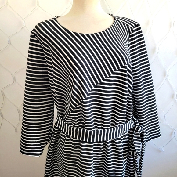 Lane Bryant Belted Striped Dress • Navy & White • Size 22/24 - Picture 2 of 5